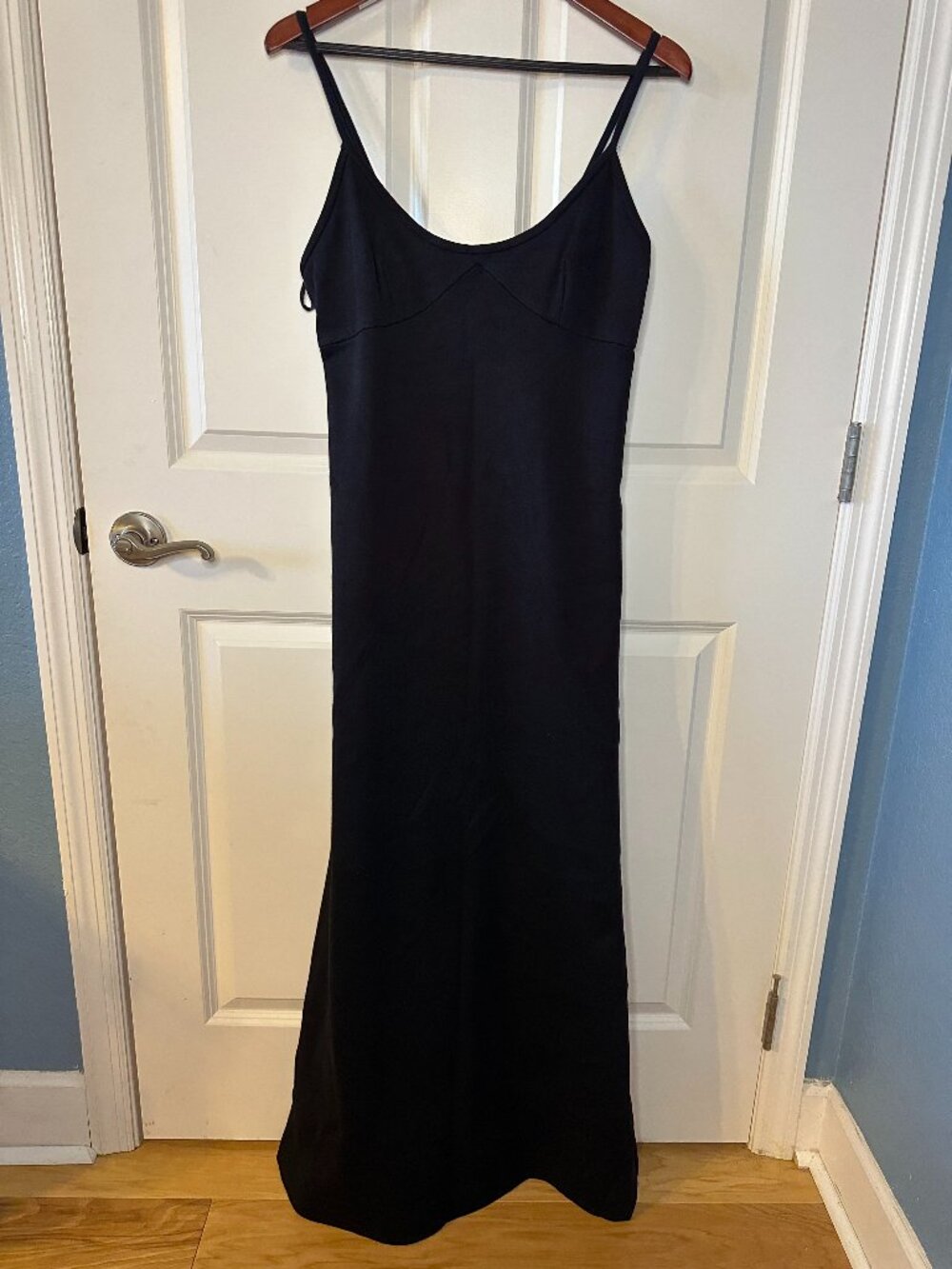 Vintage S Howard Hirsch Black Wool Blend Maxi Dress 14 Minimalist Slip Evening